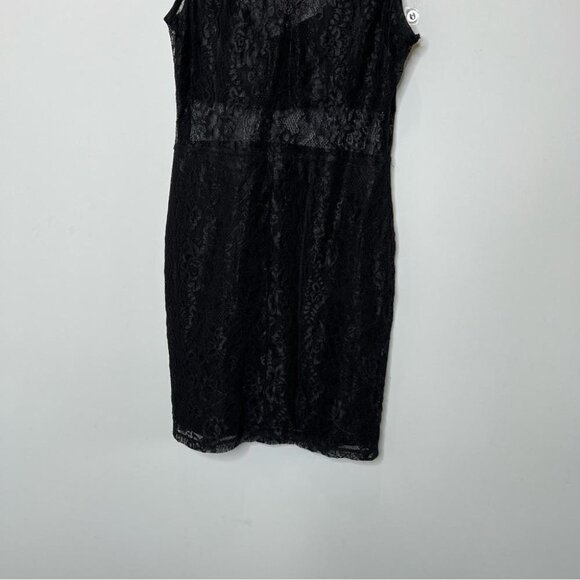 Forever 21 Womens Size Small Black Lace Sheer Sheath Dress Sleeveless Beaded - Picture 7 of 10